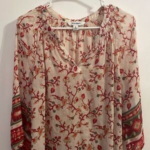 Cream and red floral long sleeve top